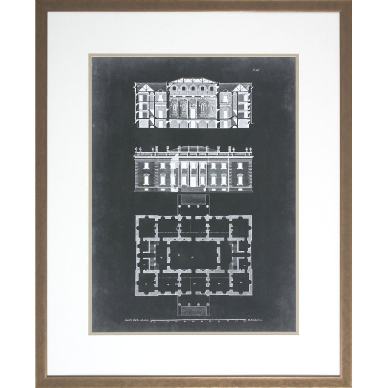 «Graphic Building and Plan VI» par Gibbs - Reproduction de photo encadrée sur papier