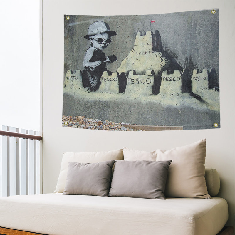 Tapisserie en polyester tesco sandcastle, H 59 po x l 80 po x P 1 po