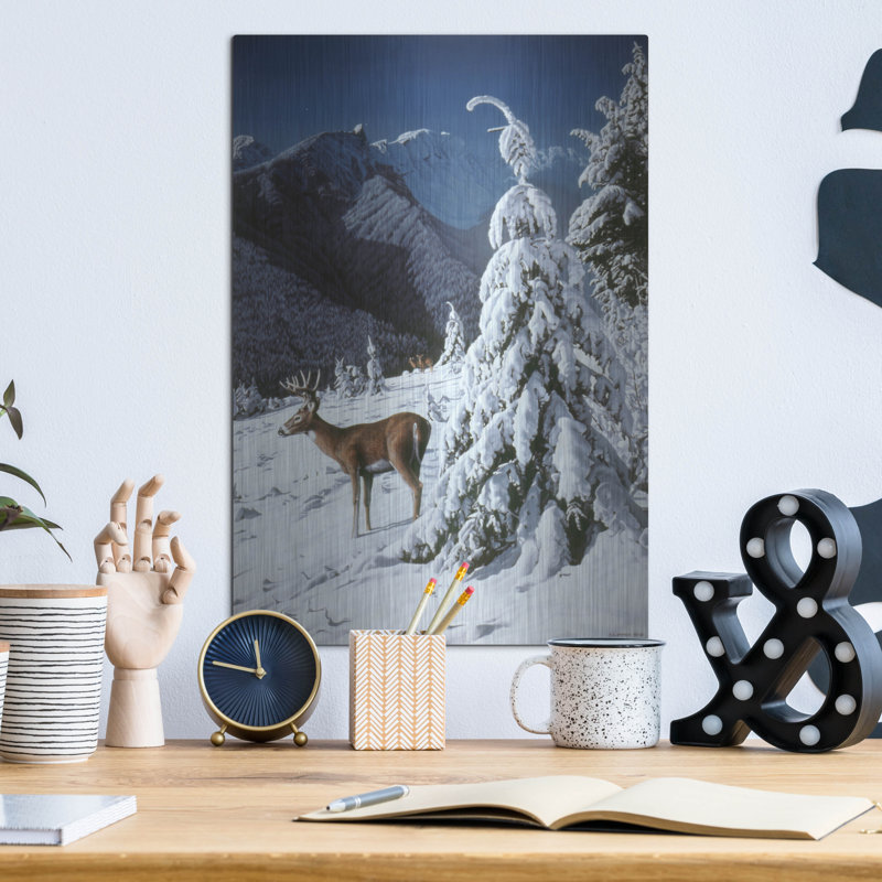 «April Snow» par Ron Parker sur métal, H 16 po x l 12 po