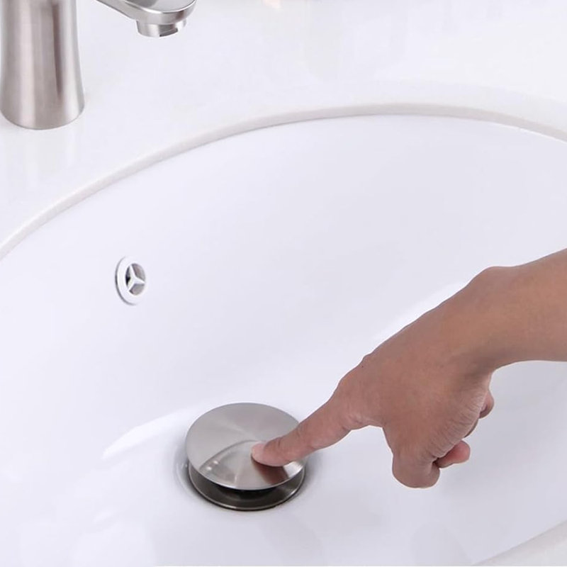 Bathroom Sink Pop Up Drain With Overflow,stainless Steel,one Piece, Brushed Nickel