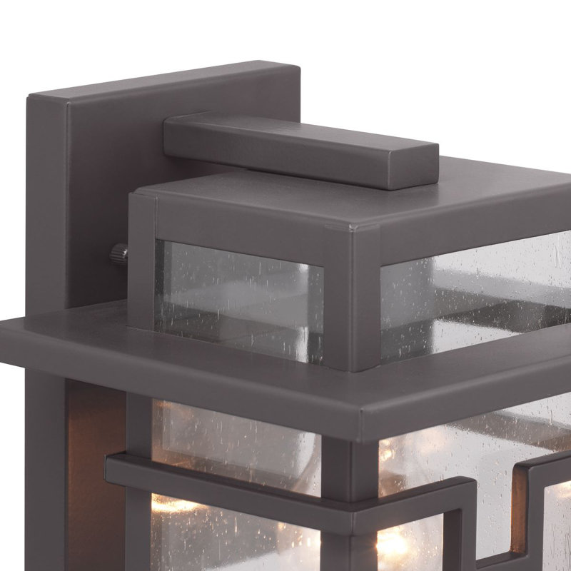 Blithe Glass Birch Lane™ Blithe Antique Bronze Seeded Glass Outdoor Wall Lantern ...