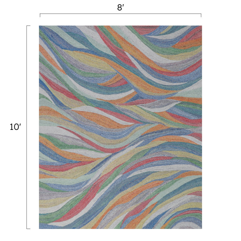 Global Recycled Standard Desertscape Hand-Tufted Recycled Indoor/Outdoor Rug Multicolor, Rectangle 8' x 10'