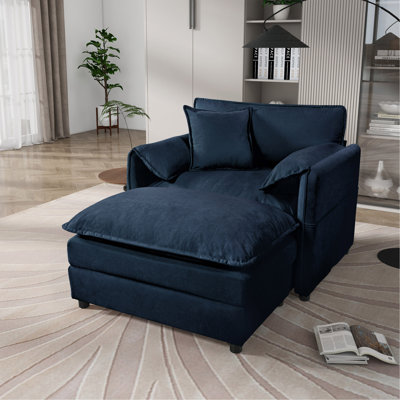 Fauteuil inclinable surdimensionné de 57,48 po avec repose-pieds mobile - méridienne rembourrée en chenille douce pour le salon ou la chambre à coucher, combinaison de bricolage