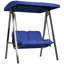 Banc de balançoire avec véranda et balancelle 2 places avec auvent, bleu