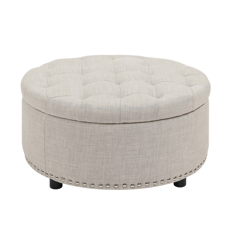 Tufted Storage Ottoman, Almond