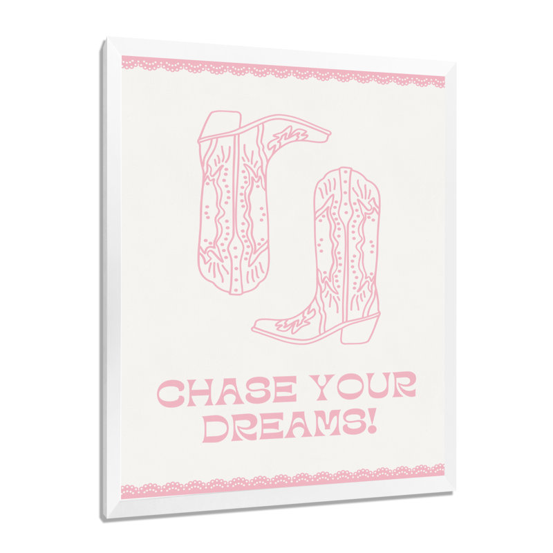 Illustration de bottes de cow-boy «Chase Your Dreams» - Décoration murale de cow-filles, H 44 po x l 34 po x P 1,5 po