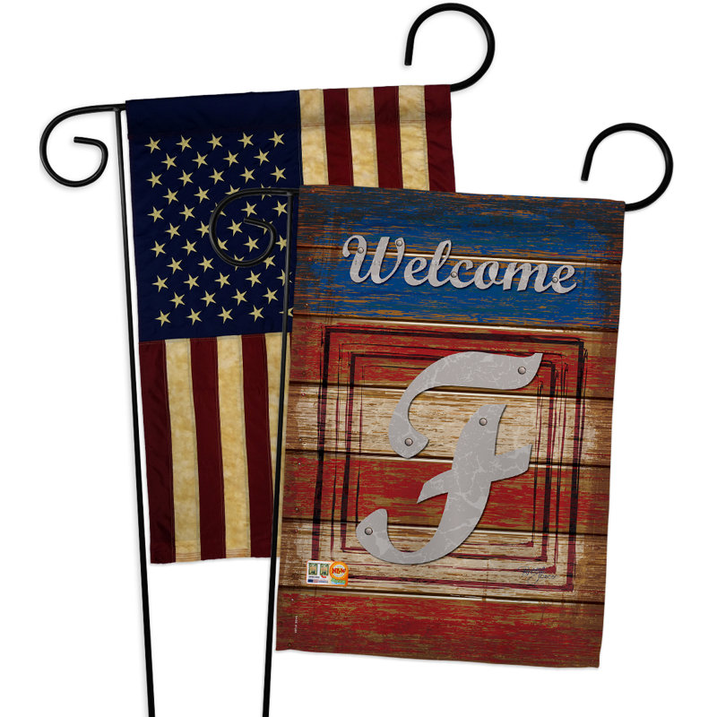Drapeau de jardin en fibre de verre 19 x 13 po Partughimeos Patriotic I Initiales Impressions, F