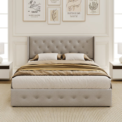 Terae Upholstered Wingback Storage Bed