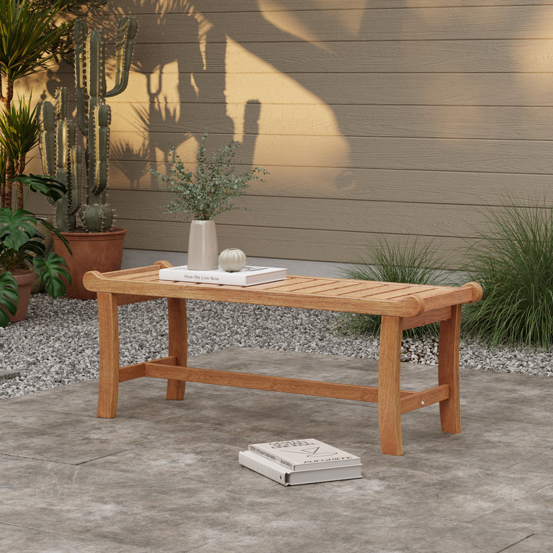 Keaton Solid Wood Slatted Outdoor Bench