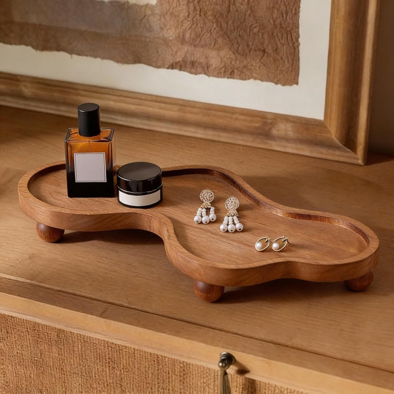 15.7" Cloud Shaped Wood Decorative Tray for Jewelry & Home Organizer