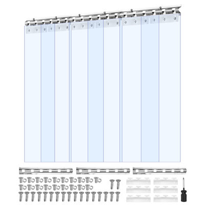 Clear PVC Strip Curtain, 80 in Height x 36 in Width x 0.08 in Thickness, 6 PCS Walk in Freezer Cooler Curtain Strips, Smooth Waterproof Plastic Door Strips for Warehouse, Freezer, Garage Doors