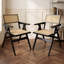 Ensemble de 2 chaises de salle à manger pliantes en bambou noir, chaises à accoudoirs pliables avec siège et dossier en rotin tissé, chaises pliantes pour patio intérieur et extérieur