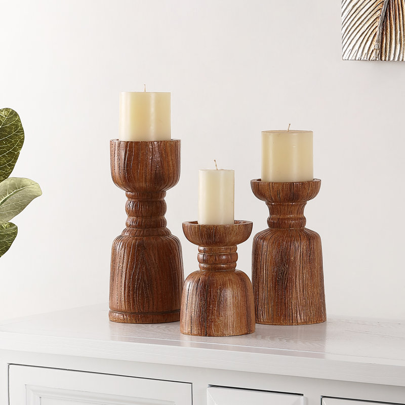 Ensemble de chandelles de table en résine 3 pièces Lia