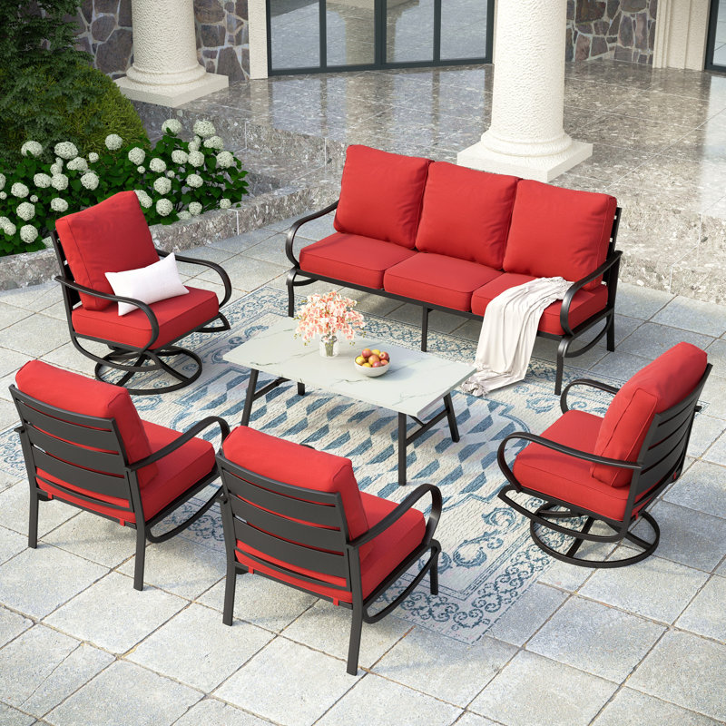 Tapasi Outdoor Patio Conversation Furniture Set, Red