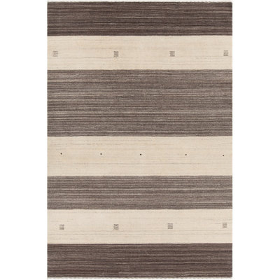 Elantra Wool Striped Area Rug in Brown