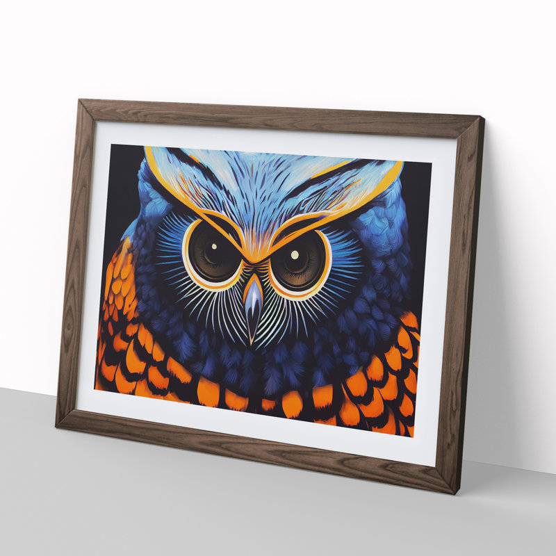 Arty Owl - Single Picture Frame Print, 46cm H x 64cm W, Brown
