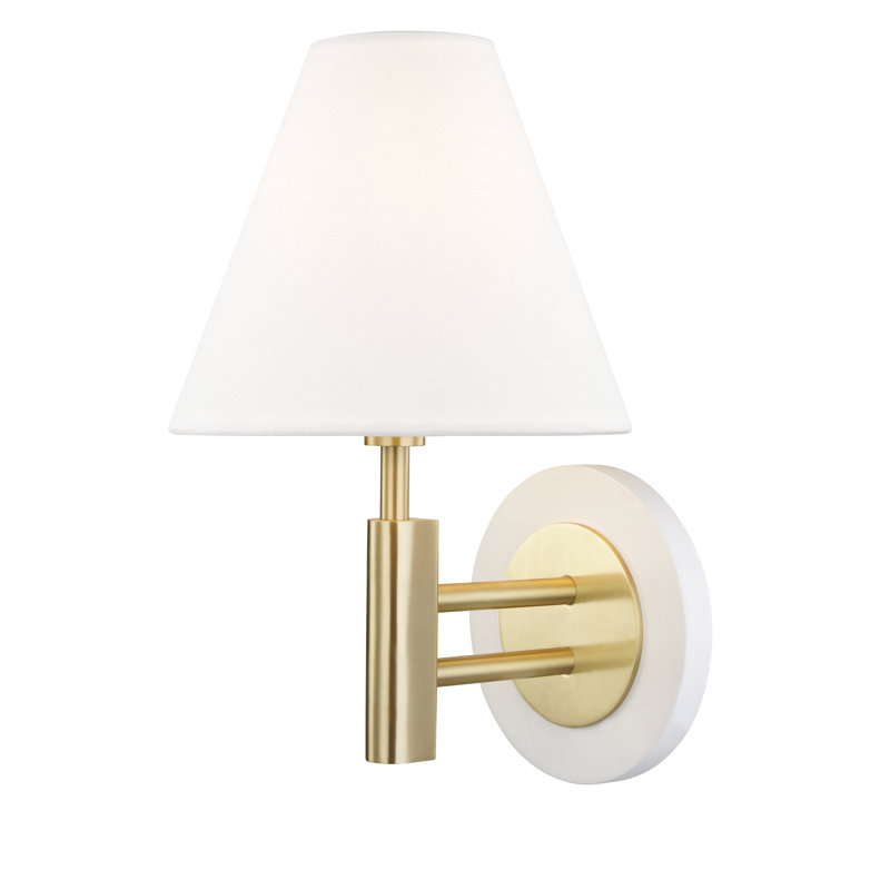 Robbie Steel Candle Wall Light, Aged Brass/White
