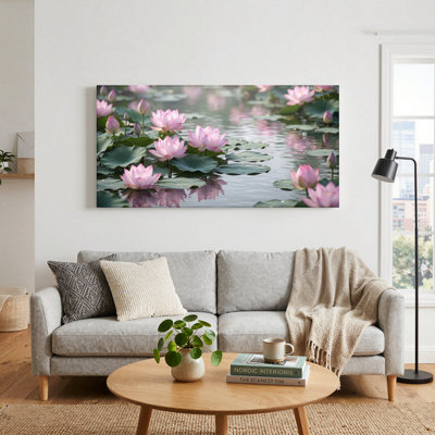 Lotus Pond, reproduction d'art sur toile, ensemble de 1