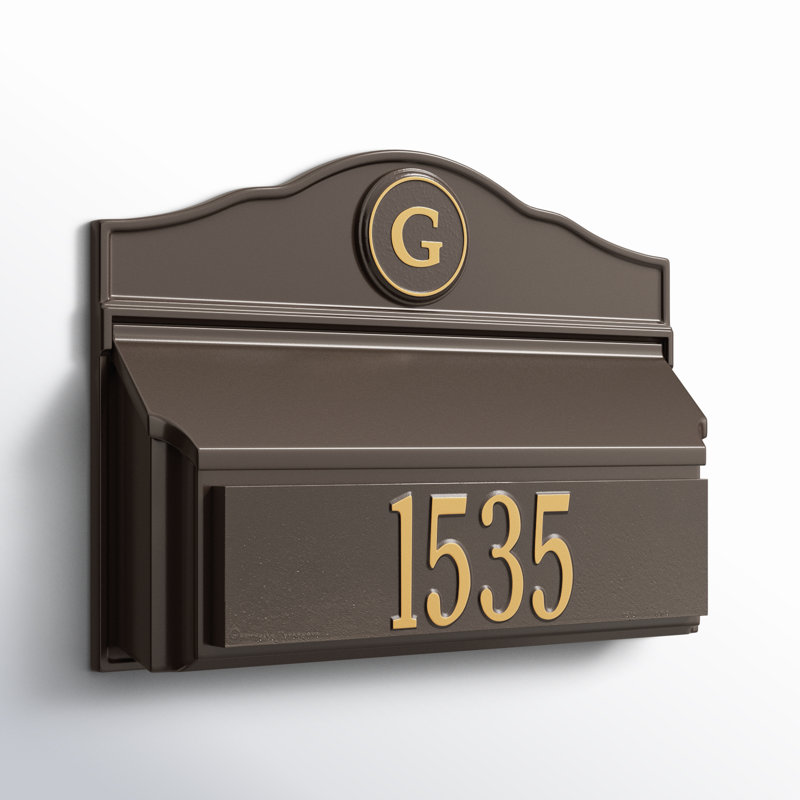Wall Mounted Mailbox, Yes, Brown/Gold