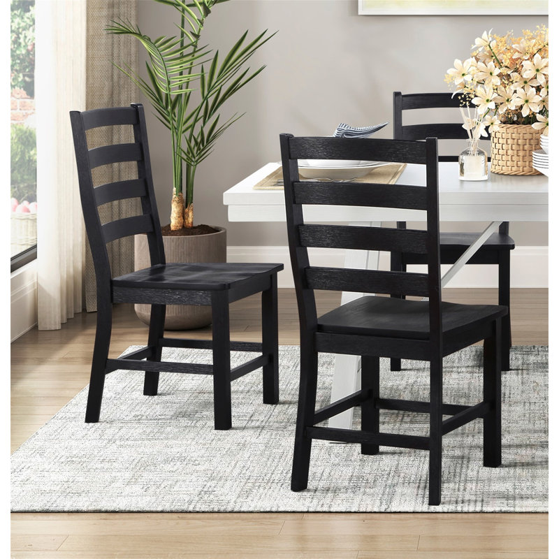 Ensemble de 2 chaises d'appoint contemporaines en bois, Noir