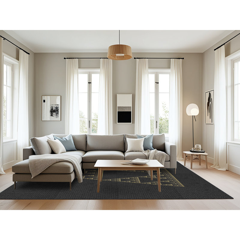Tapis décoratif noir Pouliot, Rectangle 8 pi x 12 pi