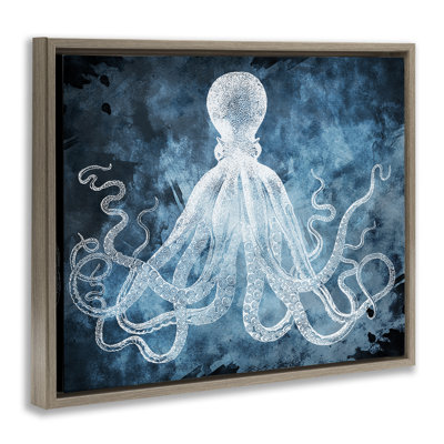 Curled Octopus Tentacles  Framed Floater Canvas Wall Art, design by Marcus Jules