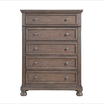 Commode de rangement transitionnelle brun antique 1pc avec meubles de chambre à coucher 5 pi