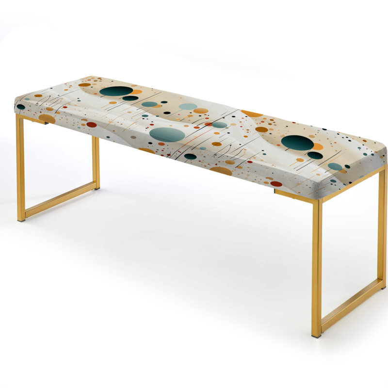 Earthy Tones Polka Dots Pattern - Polka Dots Upholstered Gold Bench