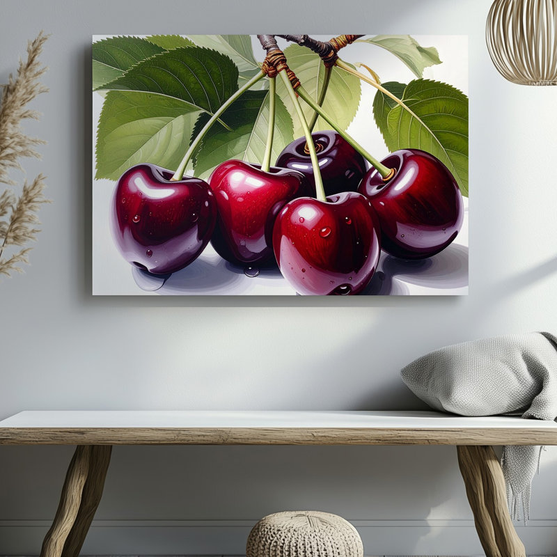 Art mural sur toile cerise rouge juteuse, H 9 po x l 12 po