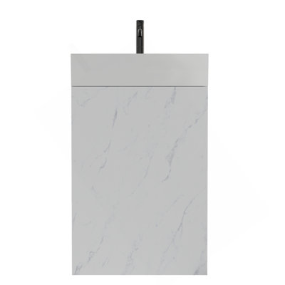 20" White Marble Finish Bathroom Vanity WITHOUT Sink, Freestanding Bathroom Cabinet For Modern Bathroom