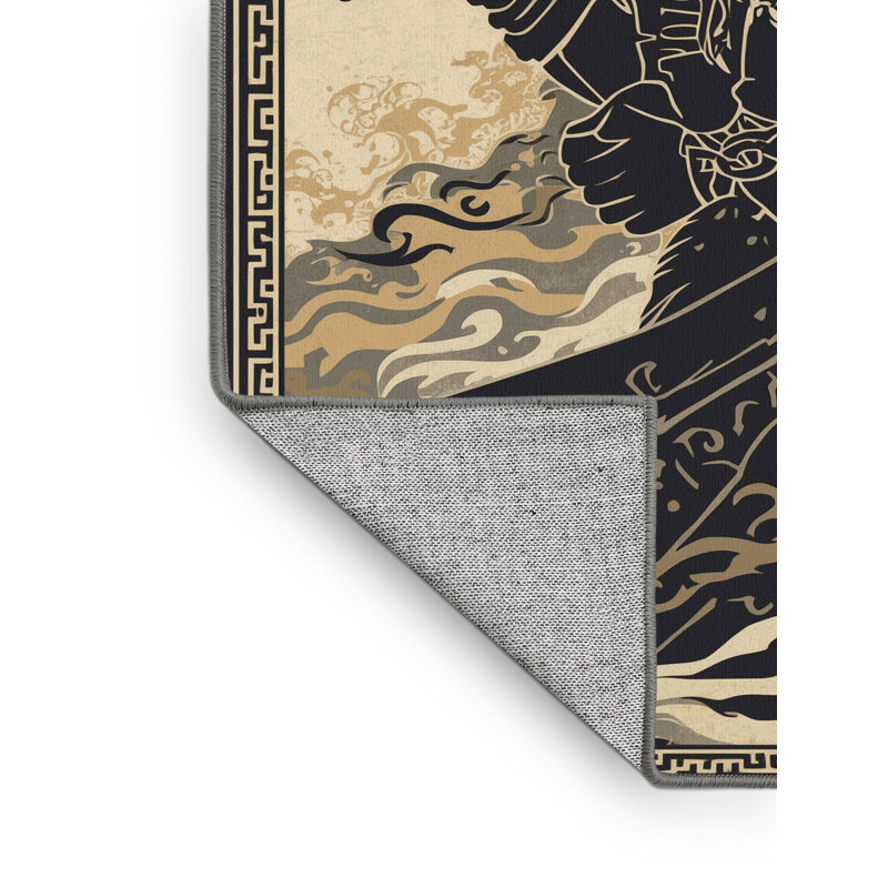 Tapis oriental classique mauve et lavable à la machine Cilegon Skaldic Warrior, 7 x 9