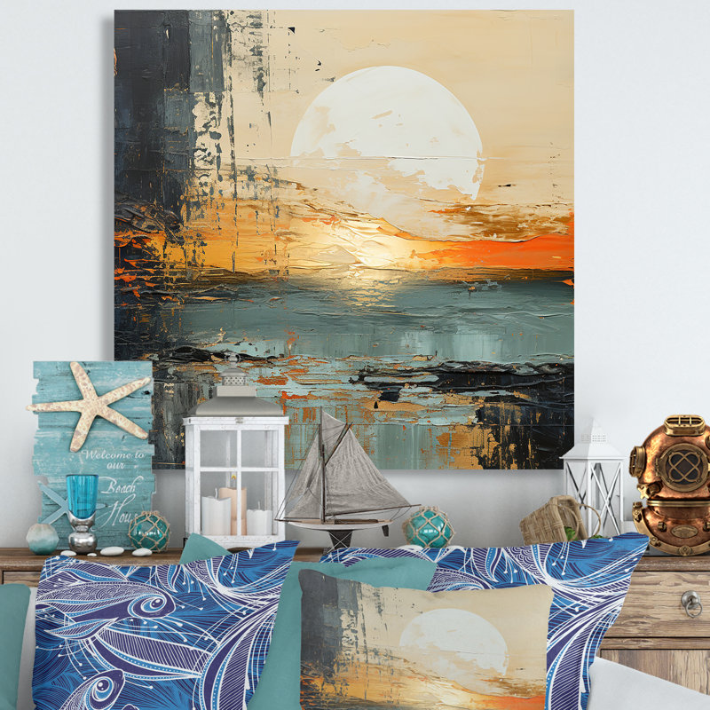 " Modern Coastal Mystic Sunrise I ", 36" H x 36" W, Wrapped Canvas