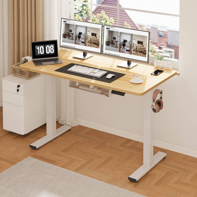 Mancheer Adjustable Height Steel Standing Desk with Built-In Electrical Outlet