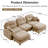 Camel, 3 - Seat, Modular Sectional , Movable , , Throw Pillows, Easy Install Seat Chenille U Shaped Couch With Install, Ergonomic Design, Camel Color-11346345-11346346