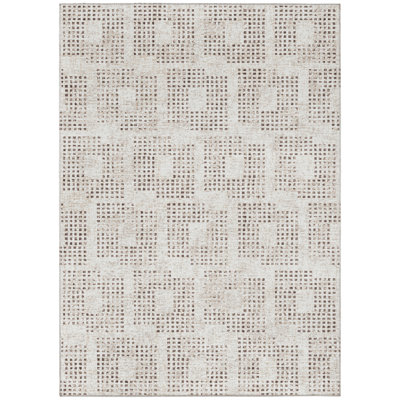 Ingund Chenille Washable Houndstooth and Geometric Indoor/Outdoor Rug