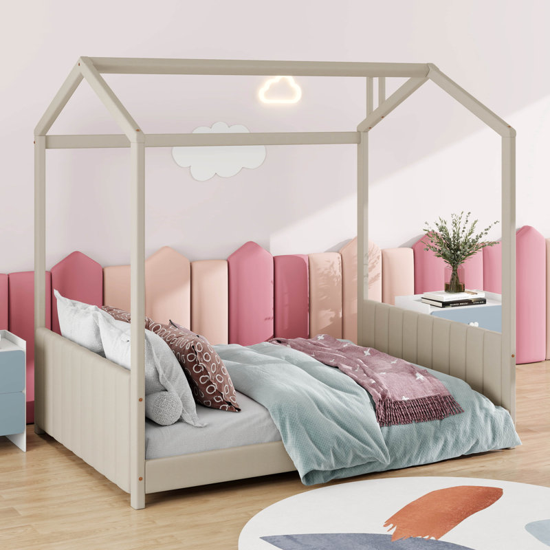 Lit en bois Searsboro, Beige, Complète
