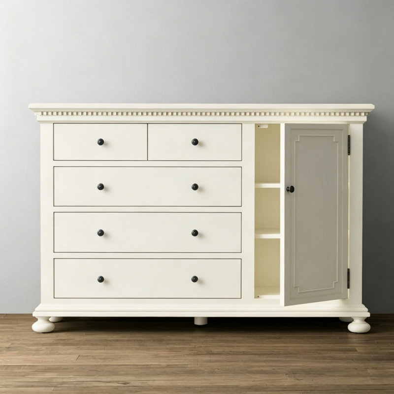 Commode rétro de style européen vieillie, Crème