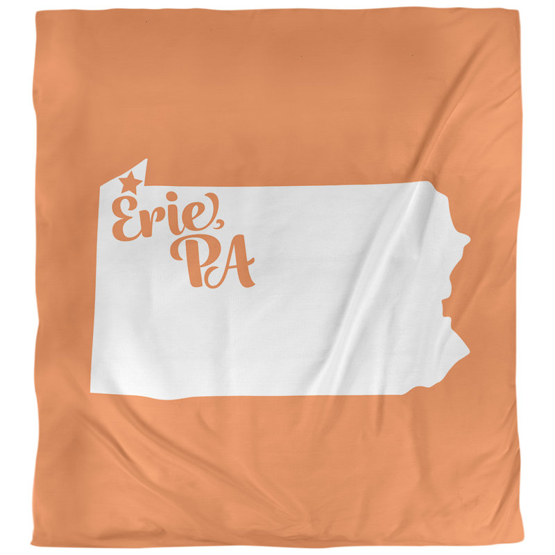 Housse de couette réversible simple Erie Pennsylvania, Housse de couette pour très grand lit, Orange, Polyester brossé