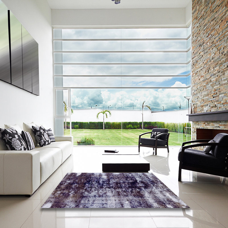 Tapis abstrait de style moderne et abstrait 1970, Carré 6 pi