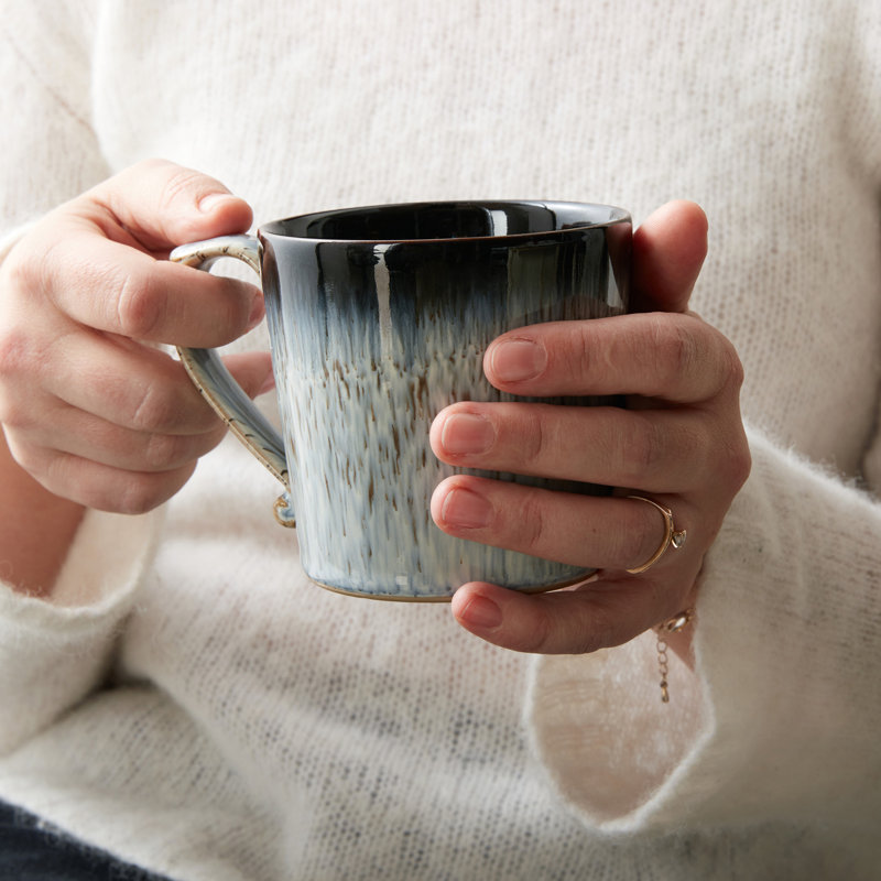 Halo Handmade Stoneware Coffee Mug, Black