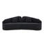 Canapé noir peu encombrant, mousse et ressorts, design rétro pour petits appartements