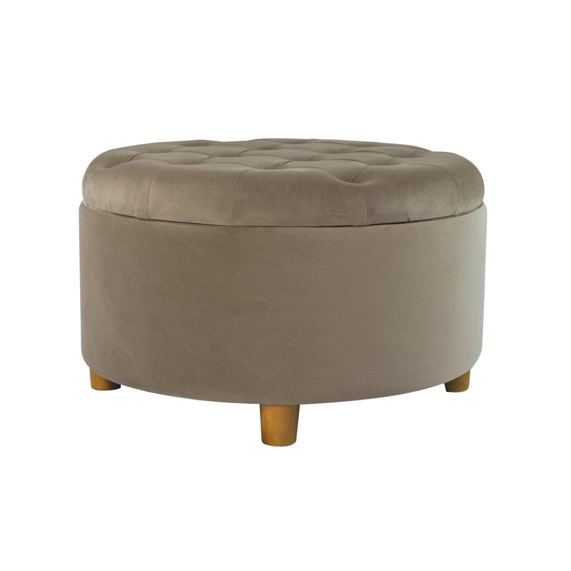 Bhismpal Velvet Ottoman, Fawn