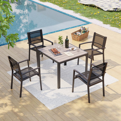 Ensemble de 5 chaises d'extérieur PVC-coated polyester
