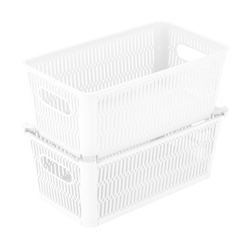 Ensemble de bacs en plastique Slide, Blanc, H 4,49 po x l 6,5 po x P 11,38 po