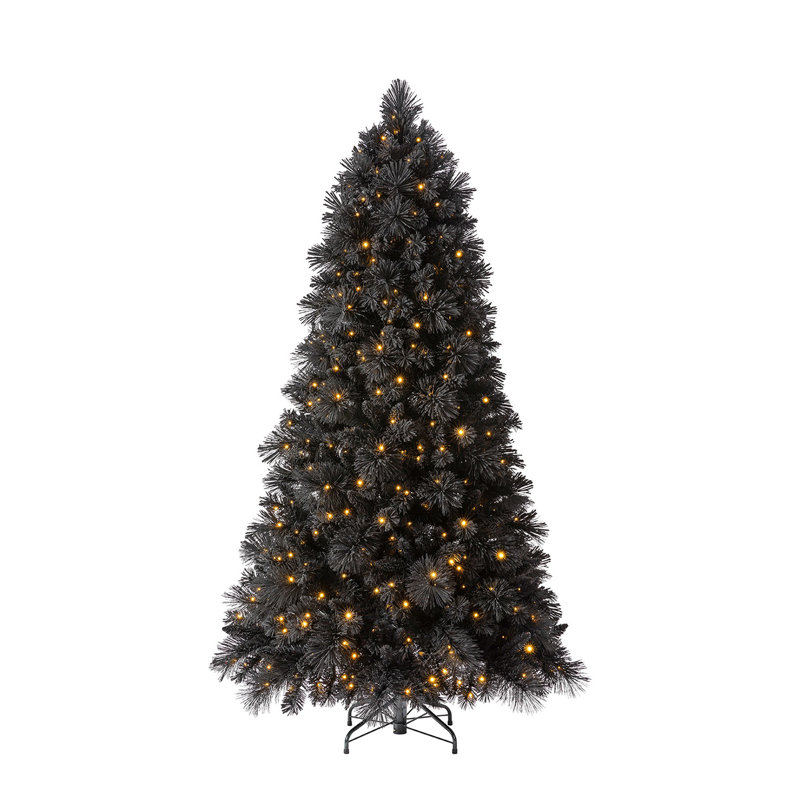 Home Heritage Prelit Snowdrift Flocked Artificial Christmas Tree, 6.5' H, Black