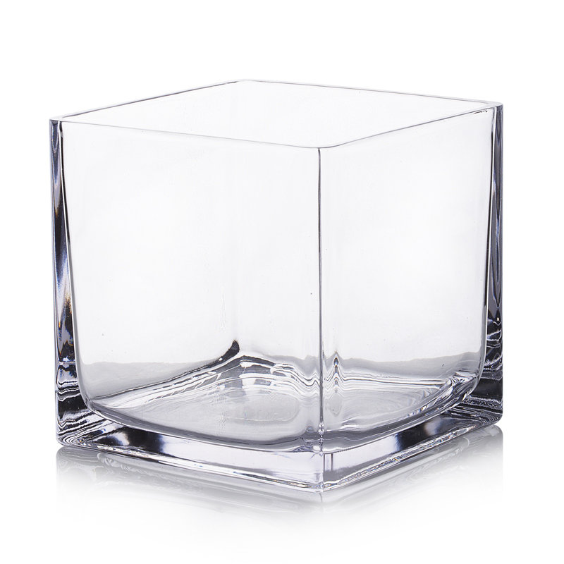 Vase en verre transparent, H 5 po x l 5 po x P 5 po