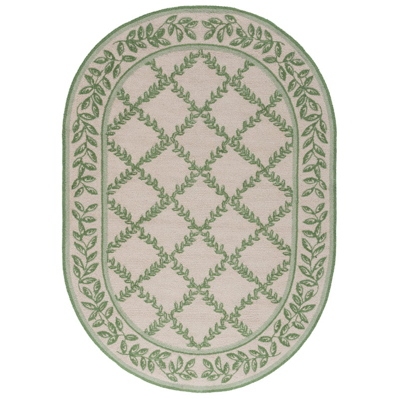 Tapis géométrique en laine crocheté à la main Jonsson, Ovale 4 pi 6 po x 6 pi 6 po