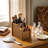 Fluted Acacia Wood Remote Holder Caddy