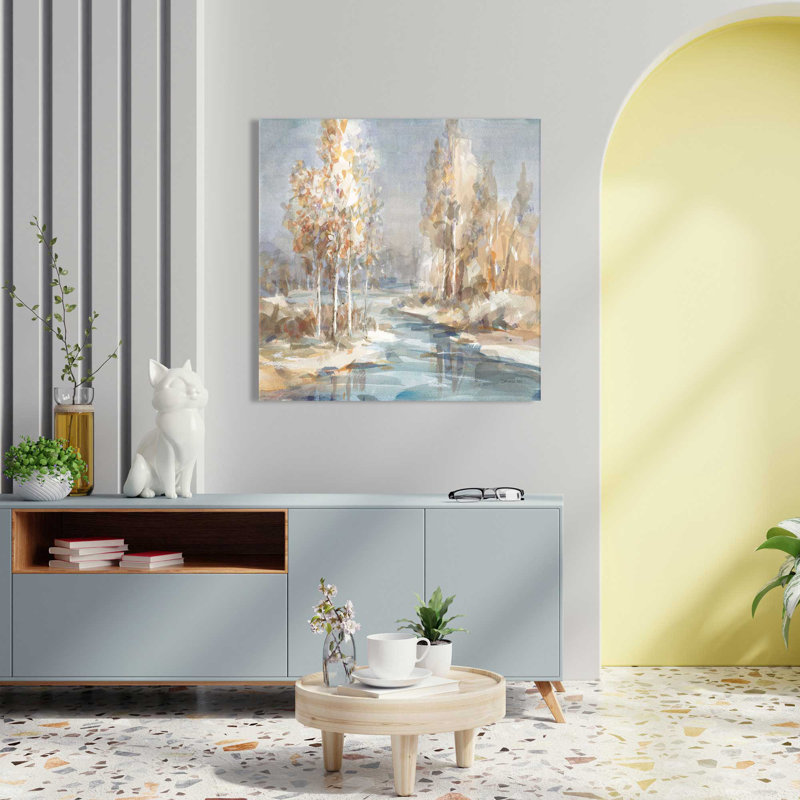 «Flowing River» par Danhui Nai - peinture, L 18 po x H 18 po, Toile tendue