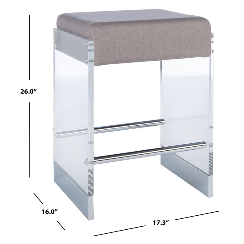 Gray Acrylic and Stainless Steel 26" Backless Counter Stool